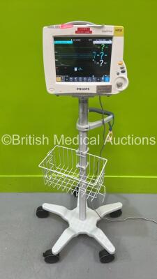 Philips IntelliVue MP30 Patient Monitor on Stand (Powers Up) with Philips M3001A Module with ECG, SpO2, NBP, Press and Temp Options *SN DE801C4864*