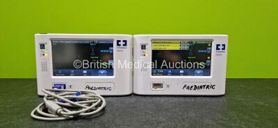 2 x Covidien Nellcor Bedside Respiratory Patient Monitoring Systems (Both Power Up and 1 x Damaged Case - See Photos)