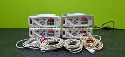 4 x Masimo Set Rad 8 Signal Extraction Pulse Oximeters (All Power Up) with 4 x Masimo Leads