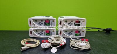 4 x Masimo Set Rad 8 Signal Extraction Pulse Oximeters (All Power Up) with 3 x Masimo Leads