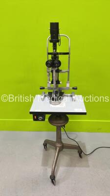 Woodlyn Slit Lamp / Microscope with Binoculars and 2 x 10x Eyepieces on Trolley (Powers Up with Good Bulb )