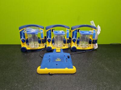 3 x Laerdal LSU Suction Units (All Power Up) with 1 x LSU Wall Bracket, 3 x Suction Cups, Hoses and 3 x Batteries