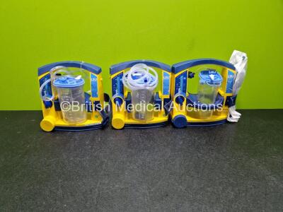 3 x Laerdal LSU Suction Units (All Power Up) with 3 x Suction Cups, Hoses and 3 x Batteries