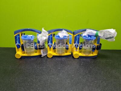 3 x Laerdal LSU Suction Units (All Power Up) with 3 x Suction Cups, Hoses and 3 x Batteries