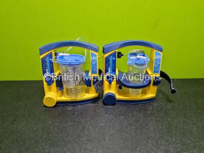 2 x Laerdal LSU Suction Units (Both Power Up) with 2 x Suction Cups, Hoses and 2 x Batteries