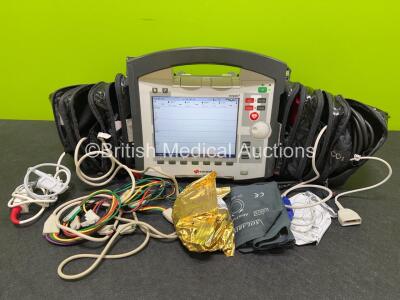 GS Corpuls3 Slim Defibrillator Ref : 04301 (Powers Up) with Corpuls Patient Box Ref : 04200 (Powers Up) with Pacer, Oximetry, ECG-D, ECG-M, CO2, CPR, NIBP and Printer Options, 4 and 6 Lead ECG Leads, Hose, Paddle Lead, CO2 Cable, 3 x Li-ion Batteries and 