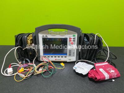 GS Corpuls3 Slim Defibrillator Ref : 04301 (Powers Up) with Corpuls Patient Box Ref : 04200 (Powers Up) with Pacer, Oximetry, ECG-D, ECG-M, CO2, CPR, NIBP and Printer Options, 4 and 6 Lead ECG Leads, BP Cuff, Hose, Paddle Lead, 3 x Li-ion Batteries and Co