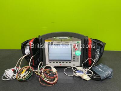 GS Corpuls3 Slim Defibrillator Ref : 04301 (Powers Up) with Corpuls Patient Box Ref : 04200 (Powers Up) with Pacer, Oximetry, ECG-D, ECG-M, CO2, CPR, NIBP and Printer Options, 4 and 6 Lead ECG Leads, BP Cuff, Hose, Paddle Lead, CO2 Cable, 3 x Li-ion Batte