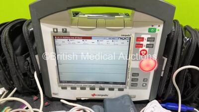 GS Corpuls3 Slim Defibrillator Ref : 04301 (Powers Up) with Corpuls Patient Box Ref : 04200 (Powers Up) with Pacer, Oximetry, ECG-D, ECG-M, CO2, CPR, NIBP and Printer Options, 4 and 6 Lead ECG Leads, Hose, Paddle Lead, CO2 Cable, 3 x Li-ion Batteries and - 2