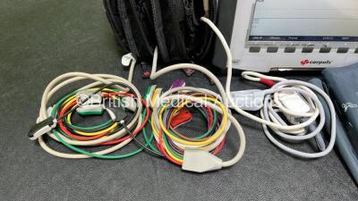 GS Corpuls3 Slim Defibrillator Ref : 04301 (Powers Up) with Corpuls Patient Box Ref : 04200 (Powers Up) with Pacer, Oximetry, ECG-D, ECG-M, CO2, CPR, NIBP and Printer Options, 4 and 6 Lead ECG Leads, Hose, Paddle Lead, CO2 Cable, 3 x Li-ion Batteries and - 3