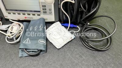 GS Corpuls3 Slim Defibrillator Ref : 04301 (Powers Up) with Corpuls Patient Box Ref : 04200 (Powers Up) with Pacer, Oximetry, ECG-D, ECG-M, CO2, CPR, NIBP and Printer Options, 4 and 6 Lead ECG Leads, Hose, Paddle Lead, CO2 Cable, 3 x Li-ion Batteries and - 5