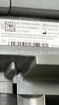 GE MAC 5500 HD ECG Machine on Stand with 10 Lead ECG Leads (Powers Up) *S/N SKJ17022680PA* - 7