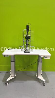 Haag Streit Bern SL900 Slit Lamp with Binoculars, 2 x 12,5x Eyepieces and Chin Rest on Motorized Table (Powers Up with Good Bulb) *S/N 900.1.3.65995*