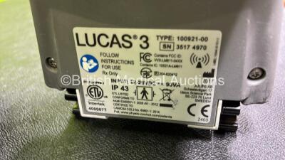 Physio Control Lucas 3 Type 100921-00 Chest Compression System *Mfd 2017* (Powers Up) with 1 x Backplate, 2 x Batteries in Case (Damage to Case Handle - See Photos) *SN 35174970* - 6