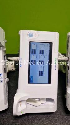 4 x Welch Allyn Connex Spot Vital Signs Touchscreen Monitors (All Power Up, 1 x with Cracked Screen) with and 4 x Power Supplies - 3