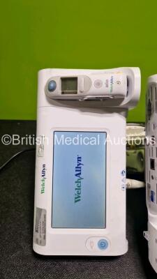 4 x Welch Allyn Connex Spot Vital Signs Touchscreen Monitors (All Power Up, 1 x with Cracked Screen) with and 4 x Power Supplies - 4