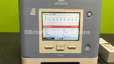 Philips Respironics Trilogy 100 Ventilator Software Version 14.2.04 with 1 x Li-ion Rechargeable Battery in case (Powers Up with Low Pressure, Ventilator Service Required, Check Circuit and Internal Battery Depleted Messages Showing) * REF 1054096 * - 3