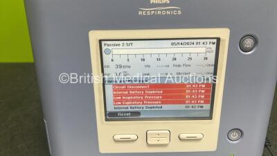 Philips Respironics Trilogy 100 Ventilator Software Version 14.2.04 *Mfd - 14/03/2020* With User Manual and 1 x Li-ion Rechargeable Battery in Case (Powers Up with Low Pressure, Circuit Disconnect, Low Minute Ventilation and Internal Battery Depleted Mess - 2