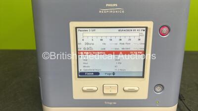 Philips Respironics Trilogy 100 Ventilator Software Version 14.2.04 *Mfd - 14/03/2020* With User Manual and 1 x Li-ion Rechargeable Battery in Case (Powers Up with Low Pressure, Circuit Disconnect, Low Minute Ventilation and Internal Battery Depleted Mess - 3