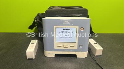 Philips Respironics Trilogy 100 Ventilator Software Version 14.2.04 *Mfd - 12/12/2018 with 2 x Li-ion Rechargeable Batteries in Carry Case (Powers Up with Low Pressure, Circuit Disconnect and Internal Battery Depleted Messages Showing) *REF 1054096B*