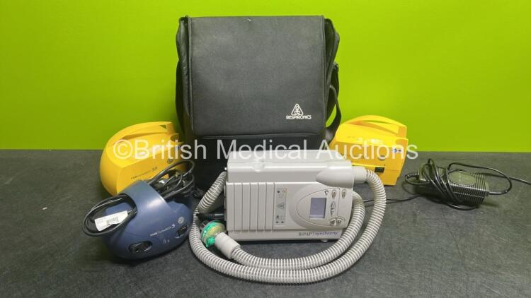 Job Lot including 1 Respironics BiPAP Synchrony C1 Ventilation System in Carry Bag (Powers Up), 2 x PARI JuniorBoy SX Nebulisers (Both Power Up) and 1 x PARI TurboBoy S Nebuliser (Powers Up)