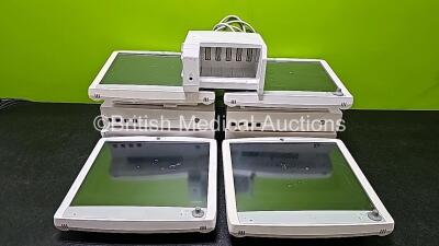 Job Lot Including 1 x GE Module Rack Ref M1115512 , 4 x GE D19KT Display Monitors (All Damaged Casings - See Photos) and 4 x Carescape C1-CPU Base Units (2 x Damaged Casings - See Photos) - 2