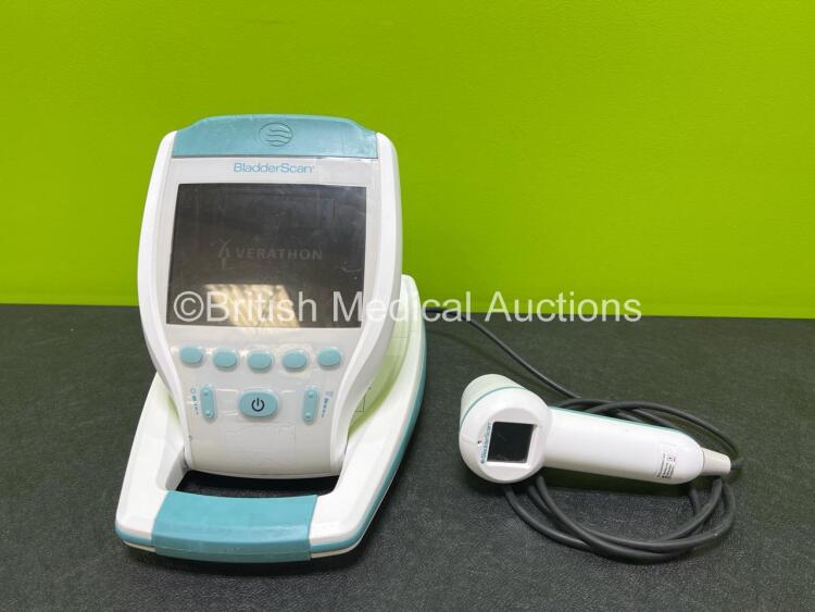 Verathon BVI 9400 Bladder Scanner (Powers Up with Stock Battery Battery Not Included, Stuck on Boot Up Screen Does Not Boot Up - See Photos) with 1 x Transducer