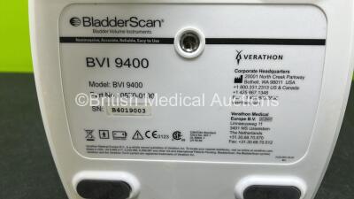 Verathon BVI 9400 Bladder Scanner (Powers Up with Stock Battery Battery Not Included, Stuck on Boot Up Screen Does Not Boot Up - See Photos) with 1 x Transducer - 4