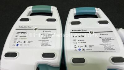 2 x Verathon BVI 9400 Bladder Scanners (No Power, 1 x Damage to Casing - See Photos) with 1 x Transducer and 1 x Li-Ion Battery - 7