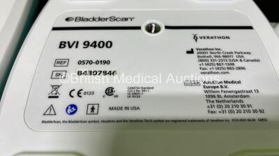 2 x Verathon BVI 9400 Bladder Scanners (No Power, 1 x Damage to Casing - See Photos) with 1 x Transducer and 1 x Li-Ion Battery - 8
