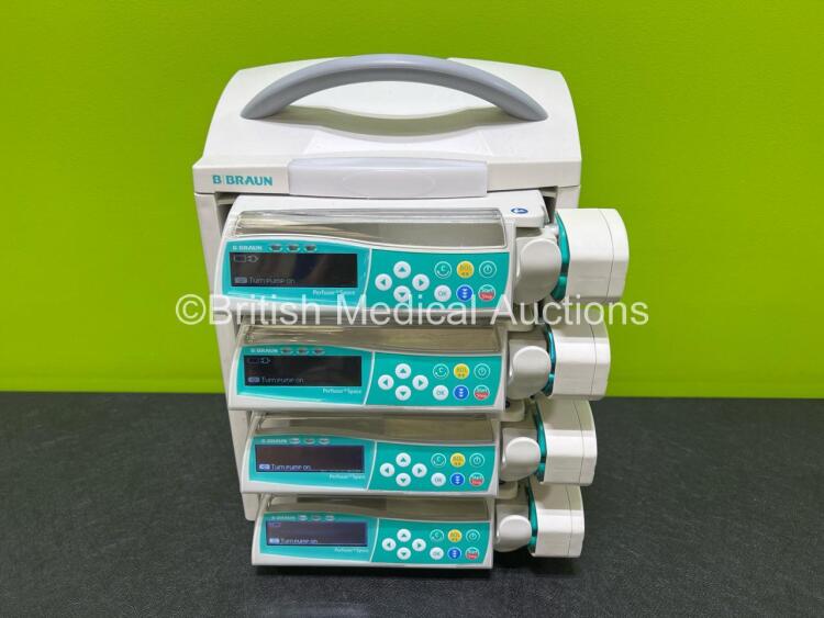 4 x B.Braun Perfusor Space Syringe Pumps with 1 x B.Braun Space Station (All Power Up)