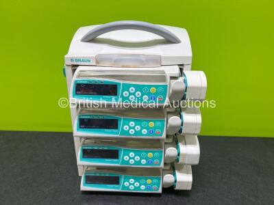 4 x B.Braun Perfusor Space Syringe Pumps with 1 x B.Braun Space Station (All Power Up)