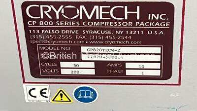 Cryomech CP 800 Series COmpressor Package Model No CP820TECW-2 (Unable to Power Test Due to Cut Power Supply) **14770 13/05** - 5