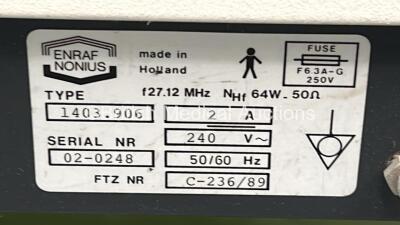 Enraf Nonius Curapuls 403 Shortwave Therapy Unit with 2 x Applicators (Powers Up) *S/N 02-0248* - 7