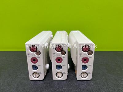 3 x Philips M3001A Modules Including ECG, SpO2, NBP, Press and Temp Options