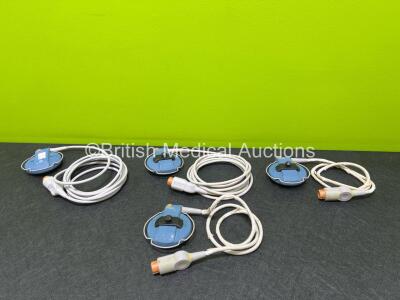 4 x Philips TOCO Transducers (2 x Damage to Cable Casing, 1 x Damage to Casing - See Photos)