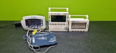 Job Lot Including 1 x Welch Allyn Ref 53N0P Patient Monitor (Powers Up) with 1 x Power Supply and Accessories, 1 x Welch Allyn ProPaq Encore Patient Monitor (Untested Due to No Power Supply and Damaged Case - See Photos) and 1 x Welch Allyn ProPaq 100 Ser