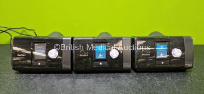 3 x ResMed Airsense 10 Autoset CPAP Units (All Power Up with Stock Power Supply - Stock Power Supply Not Included, 1 x Loose/Faulty Connector, 3 x Missing Side Covers and 2 x Missing Humidifier Chambers - See Photos)