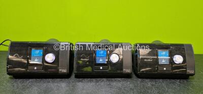 3 x ResMed Airsense 10 Autoset CPAP Units (All Power Up with Stock Power Supply - Stock Power Supply Not Included, 1 x Loose/Faulty Connector and 3 x Missing Side Covers)