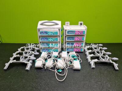 Job Lot Including 8 x B.Braun Infusomat Space Infusion Pumps (All Power Up) 2 x B.Braun Space Stations (Both Power Up) with 8 x Ref 87131130 Pole Clamps and 8 x Power Supplies (All Untested) *SN 380065 / 380186 / 380215 / 380138 / 379462 / 379437 / 379