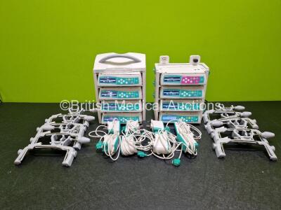 Job Lot Including 8 x B.Braun Infusomat Space Infusion Pumps (All Power Up), 2 x B.Braun Space Stations (Both Power Up) with 8 x Ref 87131130 Pole Clamps and 8 x Power Supplies (All Untested) *SN 380150 / 506322 / 380072 / 380172 / 380184 / 380233 / 380