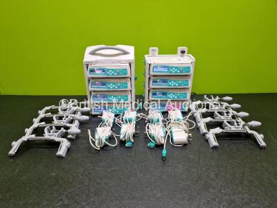 Job Lot Including 8 x B.Braun Infusomat Space Infusion Pumps (All Power Up), 2 x B.Braun Space Stations (Both Power Up) with 8 x Ref 87131130 Pole Clamps and 8 x Power Supplies (All Untested) *SN 506298 / 506292 / 506340 / 380088 /379507 / 380146 / 5063