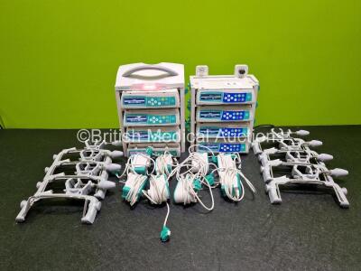 Job Lot Including 8 x B.Braun Infusomat Space Infusion Pumps (All Power Up), 2 x B.Braun Space Stations (Both Power Up) with 8 x Ref 87131130 Pole Clamps and 8 x Power Supplies (All Untested) *SN 506335 / 380141 / 380182 / 380154 / 379416 / 379367 / 379