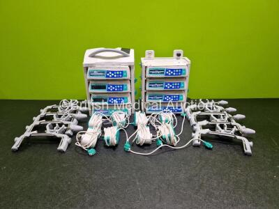 Job Lot Including 8 x B.Braun Infusomat Space Infusion Pumps (6 x Power Up), 2 x B.Braun Space Stations (Both Power Up) with 8 x Ref 87131130 Pole Clamps and 8 x Power Supplies (All Untested) *SN 380194 / 379404 / 379414 / 379417 / 506295 / 379449 / 379