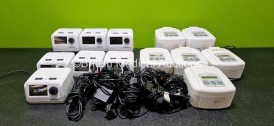 Job Lot Including 7 x DeVilbiss Blue AutoPlus CPAP Units with 9 x Power Supplies (All Power Up and 1 x Faulty Screen - See Photos) and 6 x DeVilbiss Sleepcube Autoplus with 5 x DeVilbiss SmartLink (All Power Up)