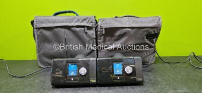 2 x ResMed Airsense 10 Autoset CPAP Units *Mfd 1 x 2023* with 2 x Power Supplies in 2 x Carry Bags (All Power Up, 1 x Missing Humidifier Chamber and 1 x Cracked Case - See Photos)