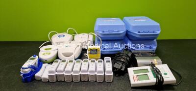 Mixed Lot Including 1 x CME Medical Bodyguard 545 Epidural Infusion Pump, 3 x AirMed 1000 Compressor Nebulisers (1 x Damaged Switch - See Photo), 1 x Ardo Calypso Breast Pump, 1 x Covidien Genius 3 Thermometer, 10 x Welch Allyn Braun ThermoScan Ear Thermo