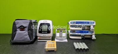 Mixed Lot Including 1 x Breas Vivo 40 Ventilator with 1 x Attachment in Carry Bag (Powers Up), 2 x CareFusion Alaris CC Plus Syringe Pumps (Both Power Up), 4 x Heine Beta Otoscope / Ophthalmoscope Handles and 1 x Metron PS-440 4 Channel Patient Simulator 