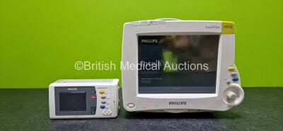 Philips IntelliVue MP30 Patient Monitor (Powers Up) with 1 x Philips IntelliVue X2 Handheld Patient Monitor Including ECG, SpO2, NBP, Press and Temp Options (Powers Up) and 1 x Philips M4607A Battery