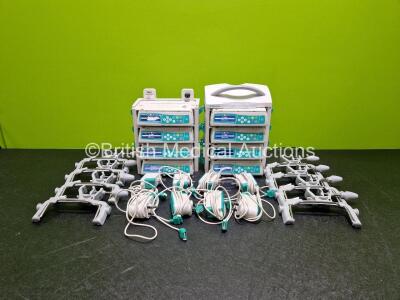 Job Lot Including 8 x B.Braun Infusomat Space Infusion Pumps (All Power Up) 2 x B.Braun Space Stations (Both Power Up) with 8 x Ref 87131130 Pole Clamps and 8 x Power Supplies (All Untested) *SN 130